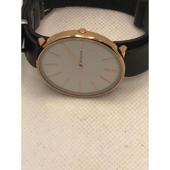 Skagen SKW2688 Women's Black Leather Analog White Dial Quartz Wrist Watch KS426 - Picture 6 of 9